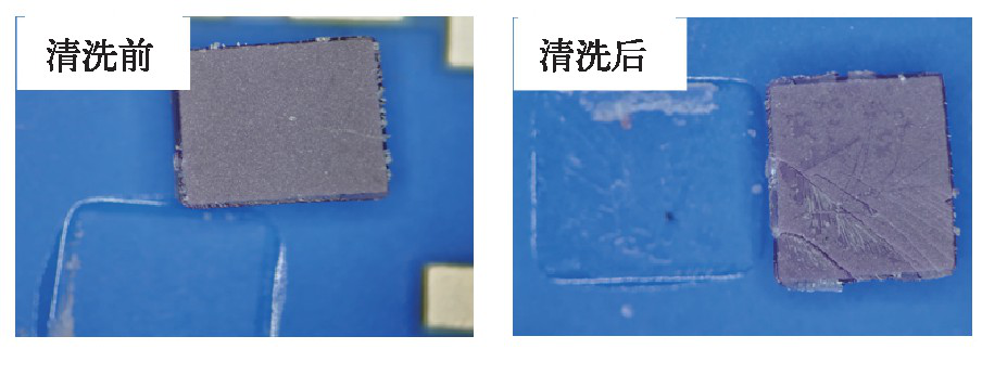 等離子清洗陶瓷界麵後的粘接（jiē）界麵殘留對比圖